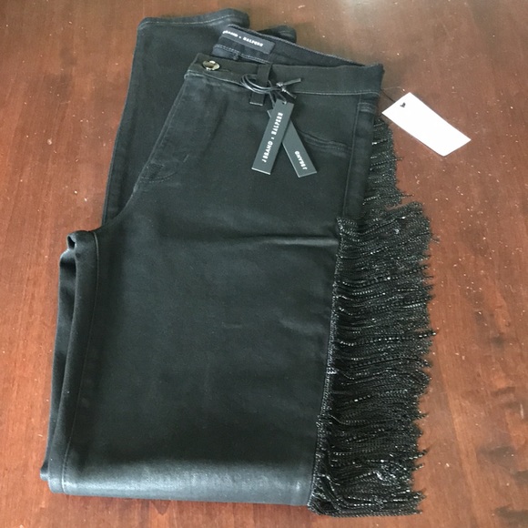 J Brand x Halpern Fringe Stellar Jeans Skinny Black Size 26 NWT - Picture 8 of 12